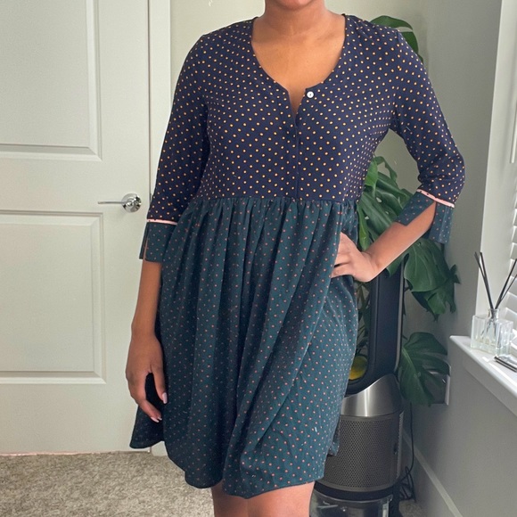 ASOS Y.A.S Color Block Polka Dot Mini Dress XS Office Work Dress - Picture 4 of 10